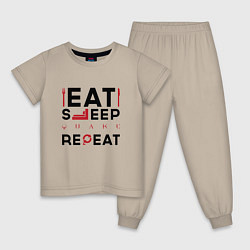 Детская пижама Надпись: eat sleep Quake repeat