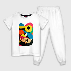 Пижама хлопковая детская Поп-арт в стиле Пабло Пикассо, цвет: белый