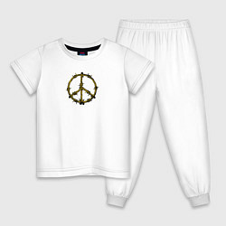 Пижама хлопковая детская Пацифика символ мира, цвет: белый
