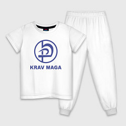 Пижама хлопковая детская Krav maga military combat system emblem, цвет: белый