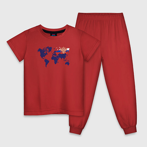 Детская пижама Россия на карте мира / Красный – фото 1