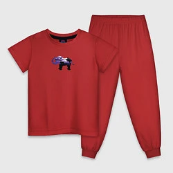 Пижама хлопковая детская Силуэт слона и фиолетовый пейзаж, цвет: красный