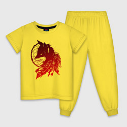 Пижама хлопковая детская Ловец снов и лис с перьями, цвет: желтый