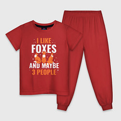 Пижама хлопковая детская Мне нравятся лисы и может быть 3 человека, цвет: красный