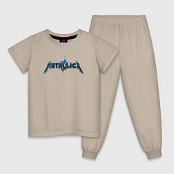 Пижама хлопковая детская Metallica коллаж логотипов, цвет: миндальный