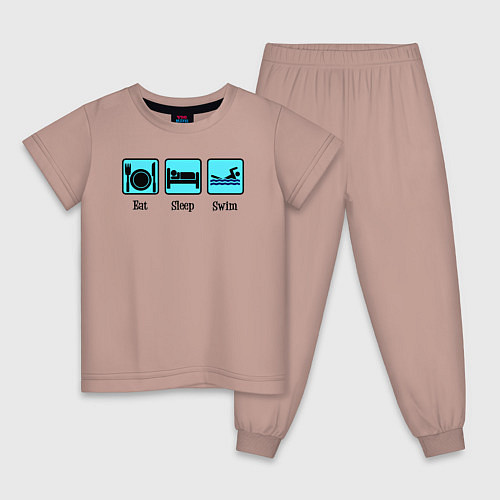 Детская пижама Ешь Спи Плавай / Пыльно-розовый – фото 1