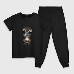 Пижама хлопковая детская Футбол - Утконос, цвет: черный