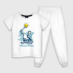 Пижама хлопковая детская Водное поло бросок, цвет: белый