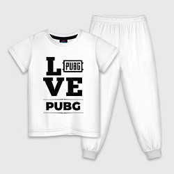 Пижама хлопковая детская PUBG love classic, цвет: белый