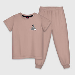 Пижама хлопковая детская Kobeni & Car, цвет: пыльно-розовый