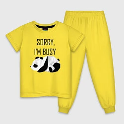 Пижама хлопковая детская Извини я занят - панда, цвет: желтый