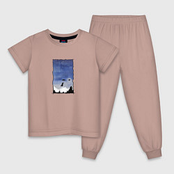 Пижама хлопковая детская Лисий способ путешествовать, цвет: пыльно-розовый