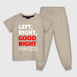 Пижама хлопковая детская Left righte good night, цвет: миндальный