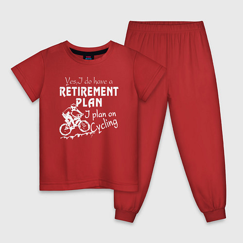 Детская пижама Мой план на пенсию - ездить на велосипеде / Красный – фото 1