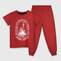 Пижама хлопковая детская Dark Souls костер, цвет: красный