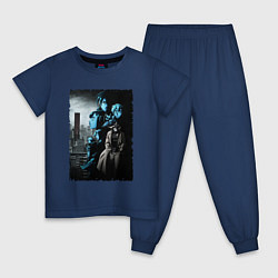 Пижама хлопковая детская Жизнь без оружия арт, цвет: тёмно-синий