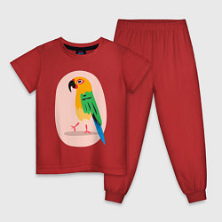 Пижама хлопковая детская Пoпугaй, цвет: красный