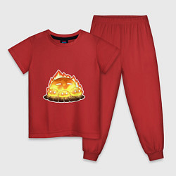Пижама хлопковая детская Костёр из слаймов, цвет: красный