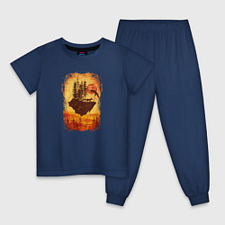 Пижама хлопковая детская Лисий Остров в Небесах, цвет: тёмно-синий