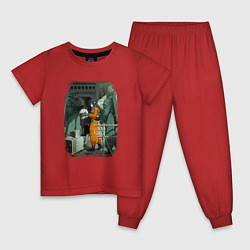Пижама хлопковая детская Милая Ирина - Луна Лайка и Носферату, цвет: красный