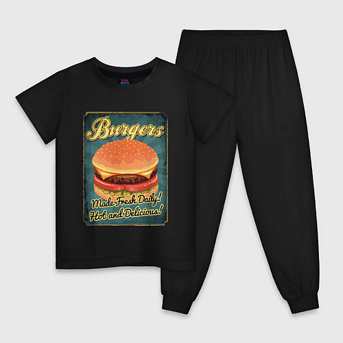 Детская пижама Burgers - Made fresh daily! / Черный – фото 1