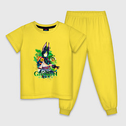 Пижама хлопковая детская Тигнари Молодой учёный, цвет: желтый