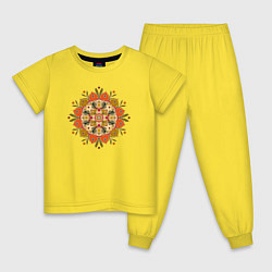 Пижама хлопковая детская Мандала Осень, цвет: желтый