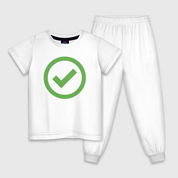 Пижама хлопковая детская Approved - зелёная галка, цвет: белый