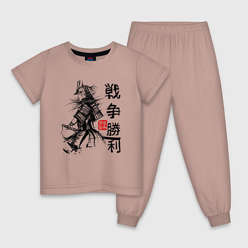 Детская пижама Самурай с мечом в шлеме / Пыльно-розовый – фото 1