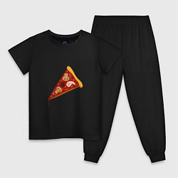 Пижама хлопковая детская Пицца на хэллоуин, цвет: черный