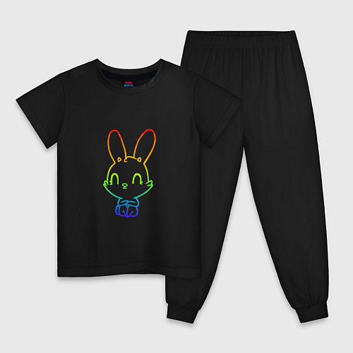 Детская пижама Радужный кролик / Черный – фото 1