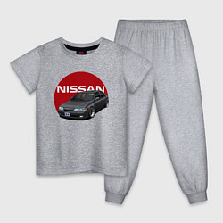 Пижама хлопковая детская Nissan B-14, цвет: меланж