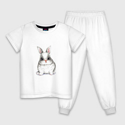 Пижама хлопковая детская Милый белый кролик, цвет: белый