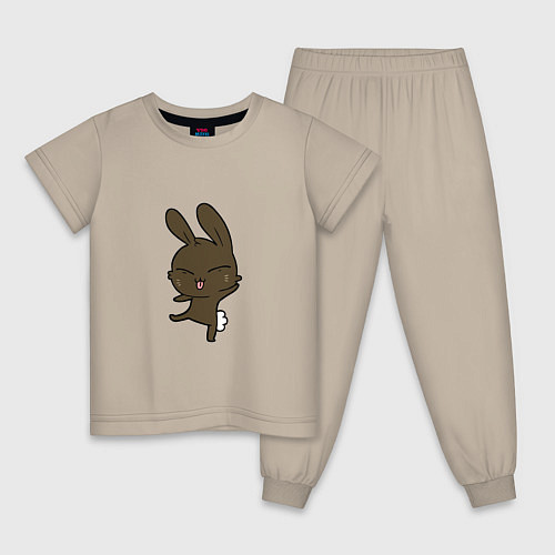 Детская пижама Прикольный кролик / Миндальный – фото 1