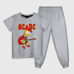 Пижама хлопковая детская AC DC Барт Симпсон, цвет: меланж