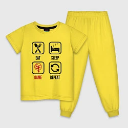 Пижама хлопковая детская Eat - sleep - Sally Face - repeat, цвет: желтый
