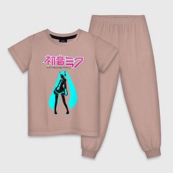 Пижама хлопковая детская Вокалоид Хацуне Мику, цвет: пыльно-розовый