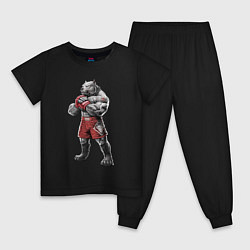 Пижама хлопковая детская Питбуль - Смешанные единоборства - MMA, цвет: черный