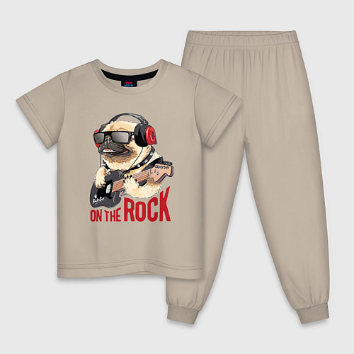 Детская пижама Крутой мрпс играет на гитаре / Миндальный – фото 1