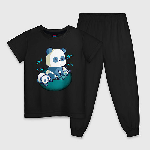 Детская пижама Панда геймер с малышами / Черный – фото 1