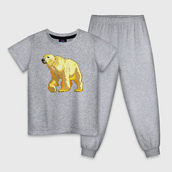 Пижама хлопковая детская Белый медведь, цвет: меланж