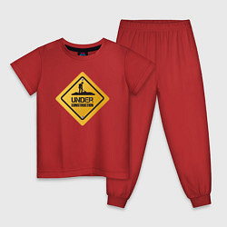 Пижама хлопковая детская Знак - в разработке, цвет: красный