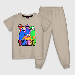 Пижама хлопковая детская Радужные друзья персонажи игры, цвет: миндальный