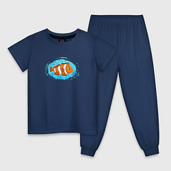 Пижама хлопковая детская Мультяшная рыба-клоун, цвет: тёмно-синий