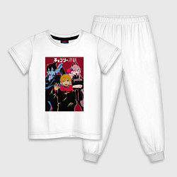 Пижама хлопковая детская Человек-бензопила Chainsaw Man Аниме, цвет: белый