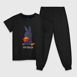 Пижама хлопковая детская Кролик и мандарины - Nom nom nom, цвет: черный
