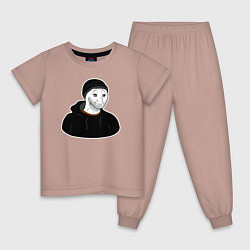 Пижама хлопковая детская Doоmer, цвет: пыльно-розовый