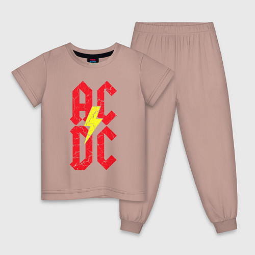 Детская пижама AC DC logo / Пыльно-розовый – фото 1