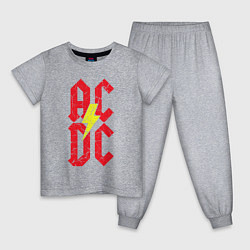 Пижама хлопковая детская AC DC logo, цвет: меланж