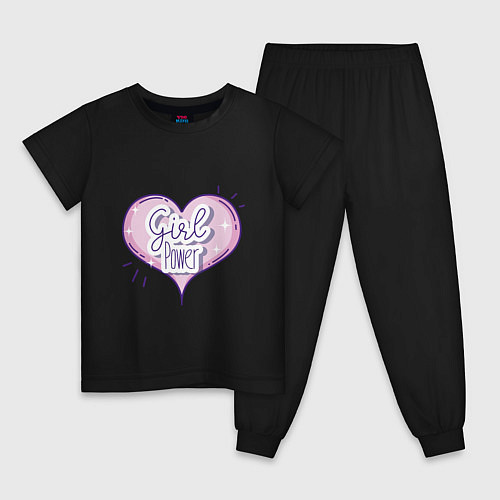 Детская пижама Girl power heart / Черный – фото 1